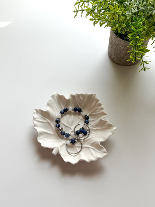 White Leaf Ring Dish