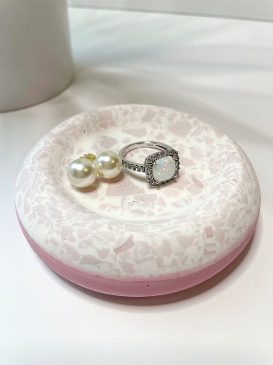Pink & White Terrazzo Stone Ring Dish
