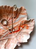 Orange Marbled Leaf Ring Dish