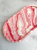 Red Marble Oval Trinket Tray – Catchall Dish