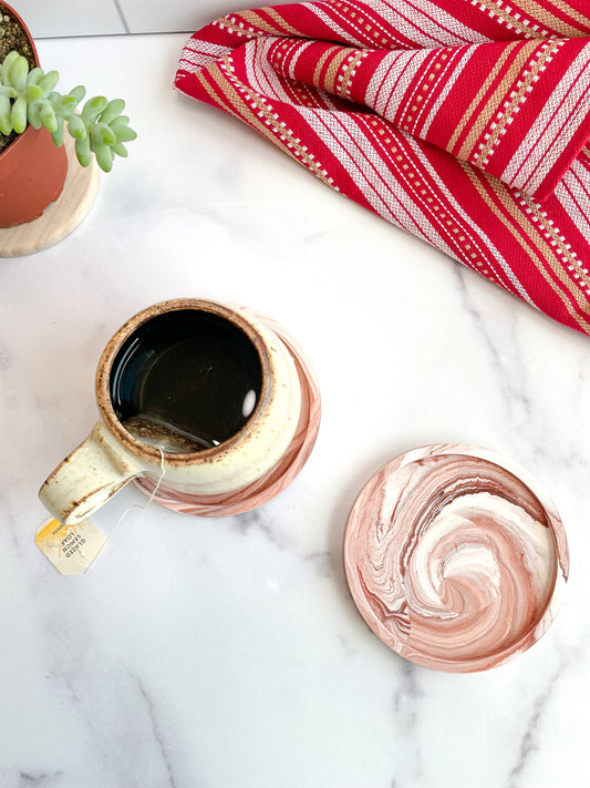 Terracotta Marbled Coasters-Set of 2
