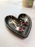 Black & White Splatter Heart Ring Dish