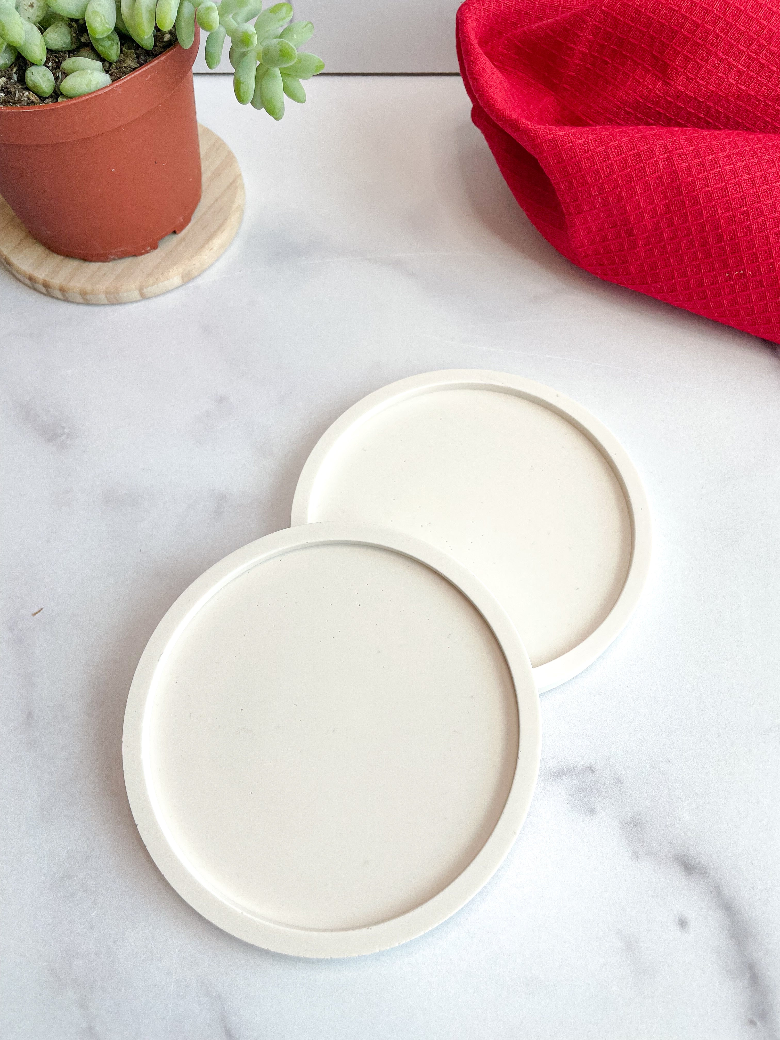 Natural White Stone Coasters (Set of 2)