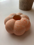 Orange Marbled Pumpkin Candle Holder - Set of 2