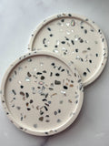 White Abalone Terrazzo Coasters – Set of 2