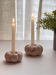 Brown Marbled Pumpkin Candle Holder - Set of 2