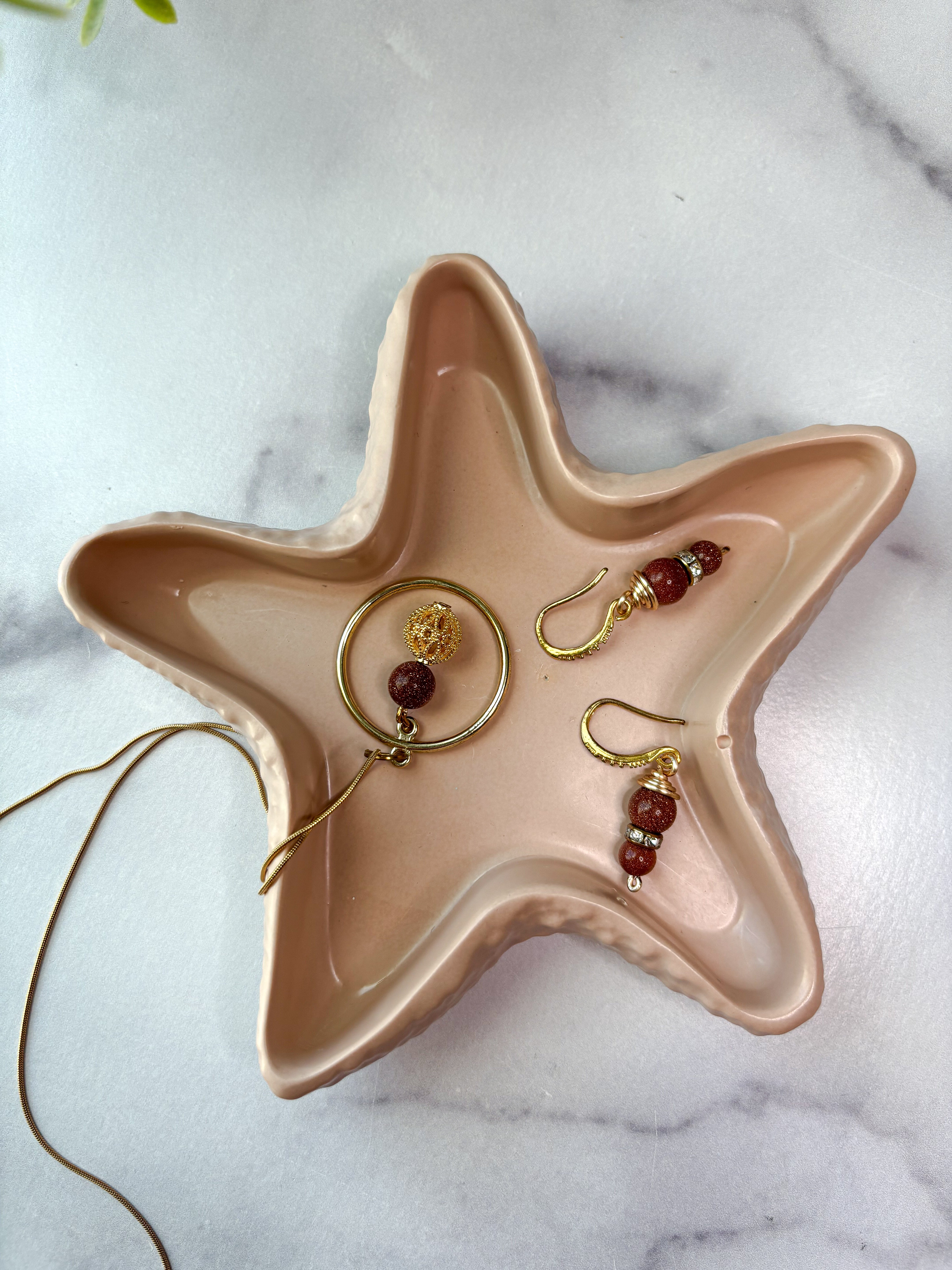 Coastal Blush Peach Starfish Ring Dish