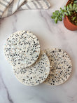 White Large Abalone Terrazzo Coasters – Set of 3