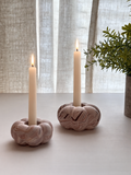 Brown Marbled Pumpkin Candle Holder - Set of 2
