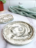 Moss Green Marbled Coasters – Set of 2
