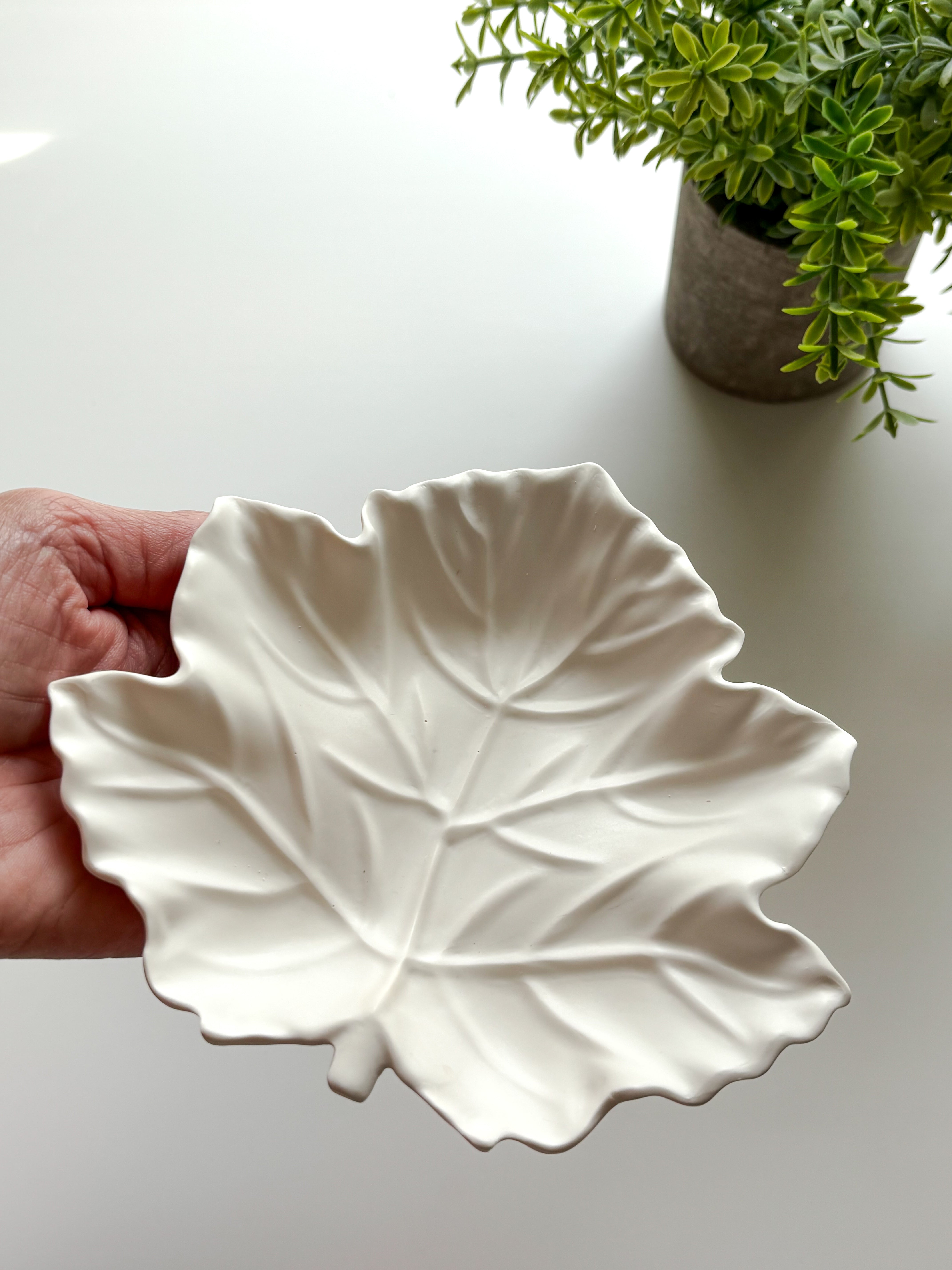 White Leaf Ring Dish