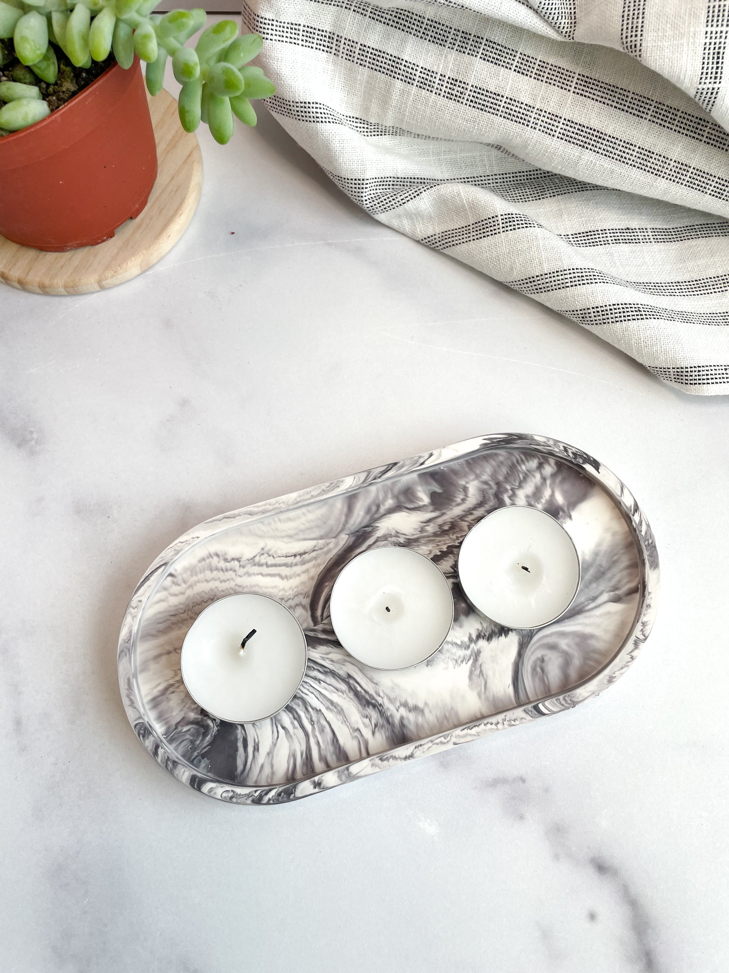 Gray Marble Oval Trinket Tray – Catchall Dish