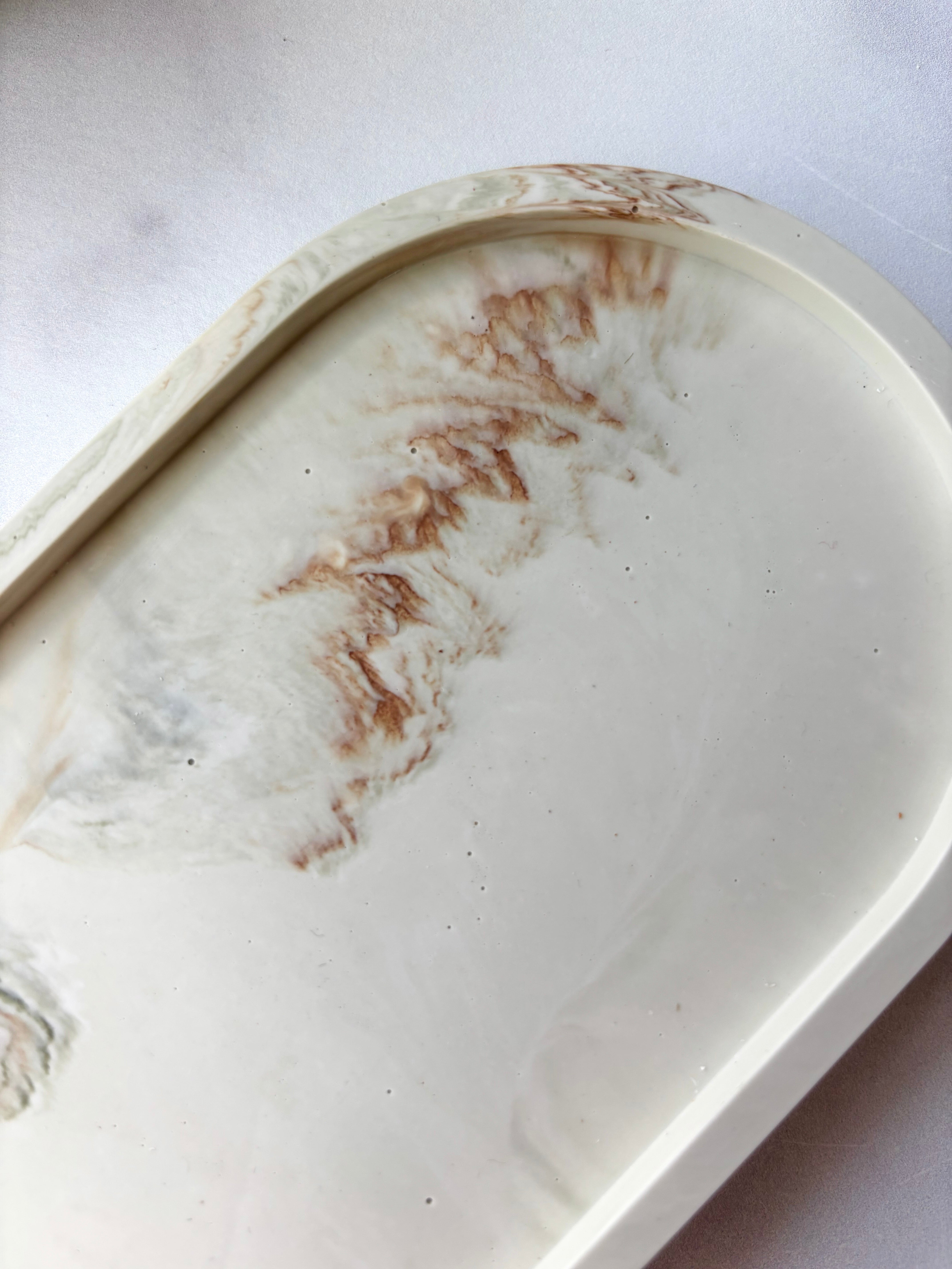 Sage Green Marbled Oval Trinket Tray – Catchall Dish