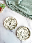 Moss Green Marbled Coasters – Set of 2