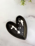 Black & White Splatter Heart Ring Dish
