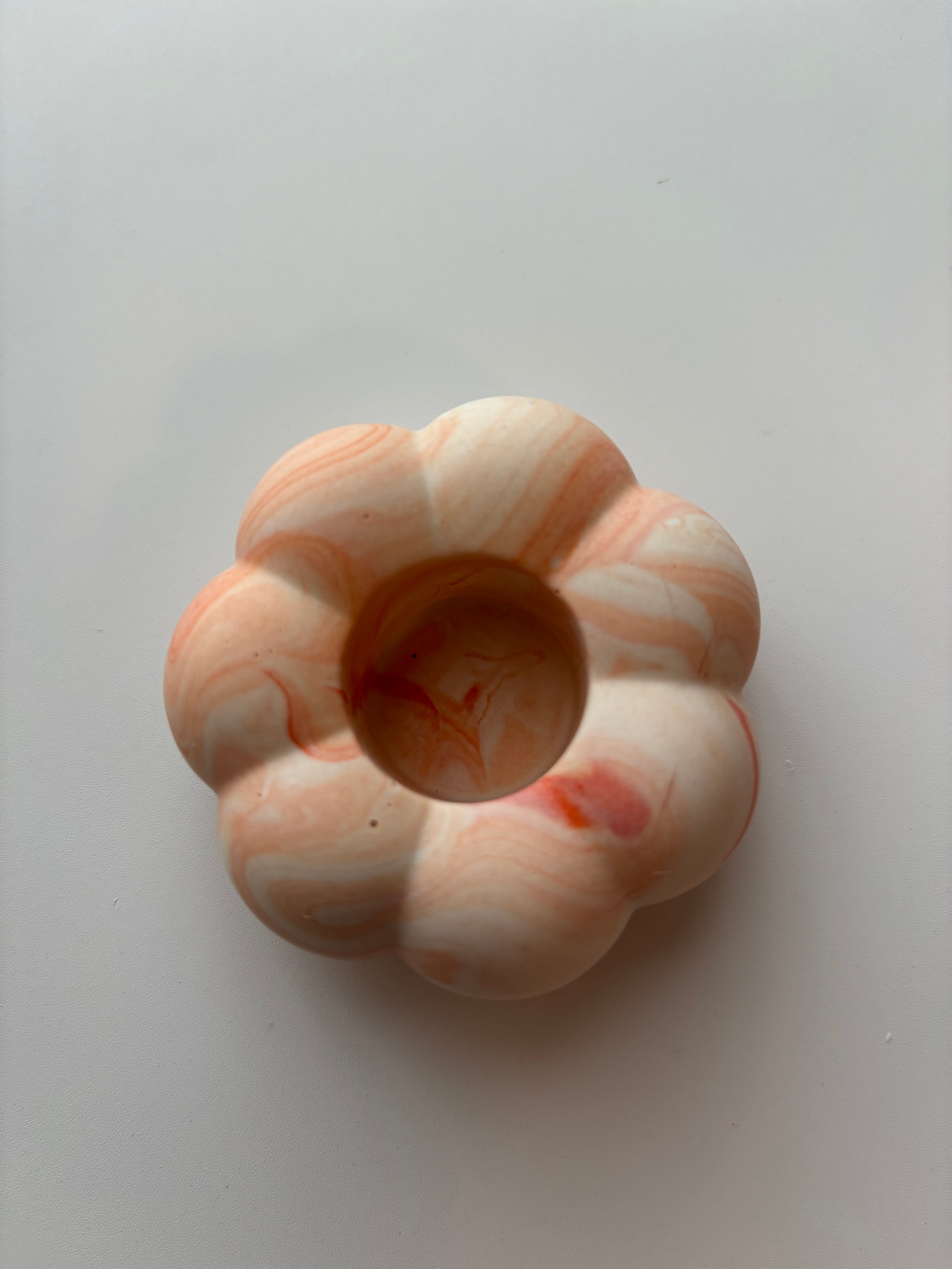 Orange Marbled Pumpkin Candle Holder - Set of 2