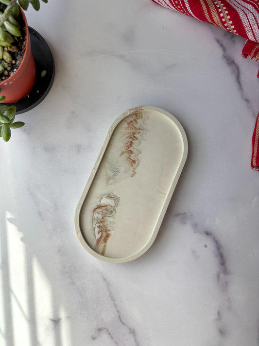 Sage Green Marbled Oval Trinket Tray – Catchall Dish