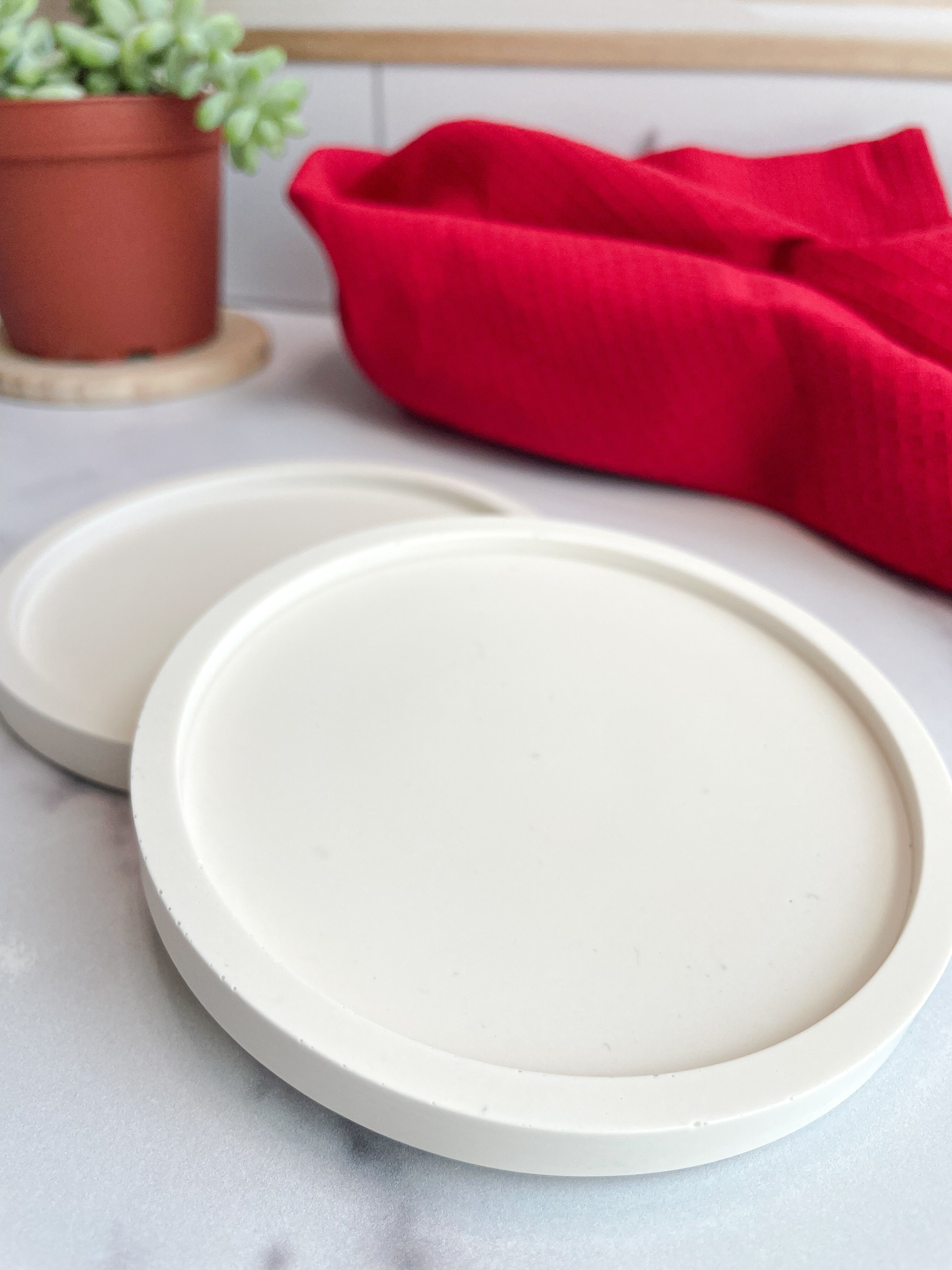 Natural White Stone Coasters (Set of 2)