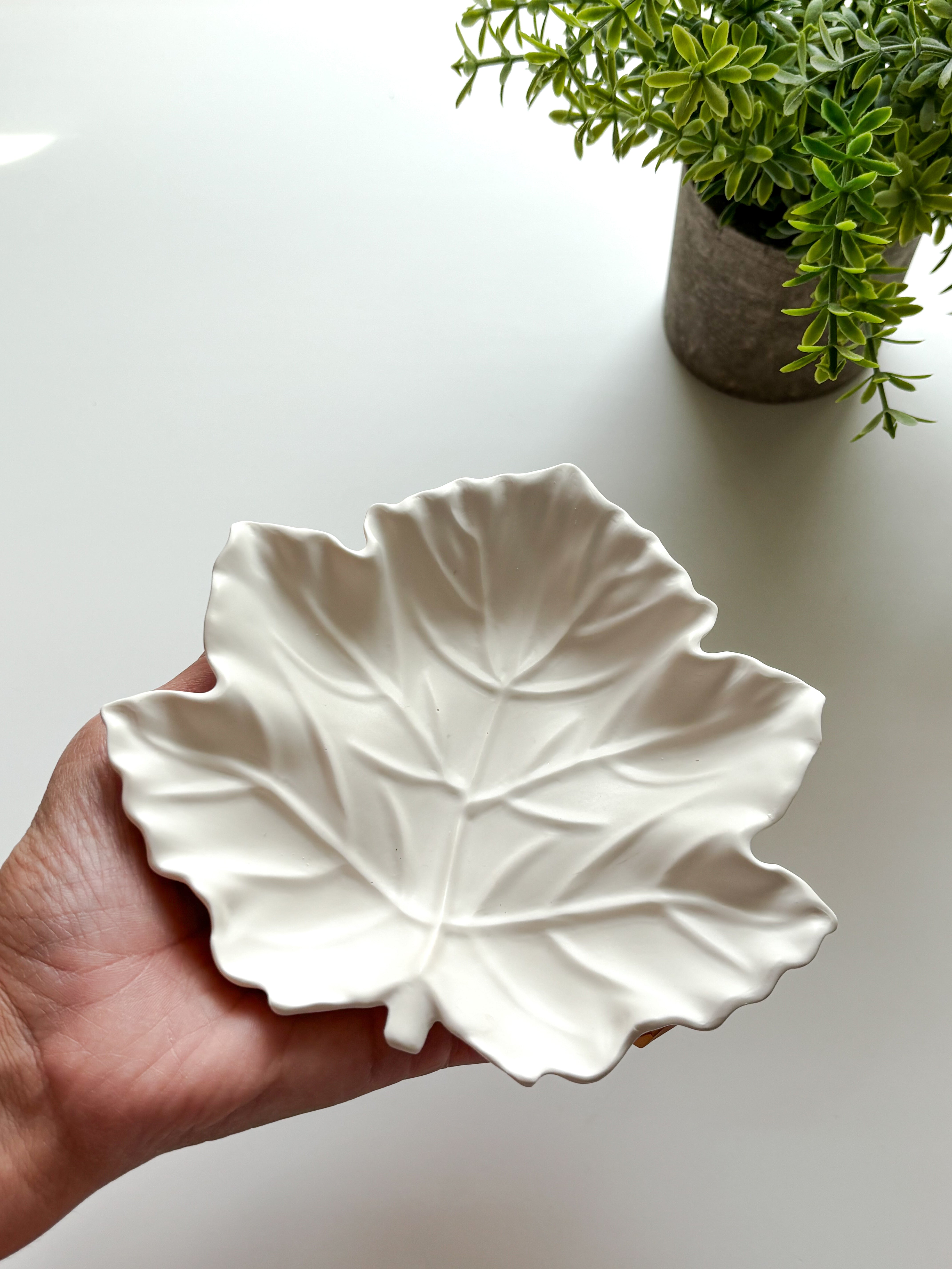 White Leaf Ring Dish