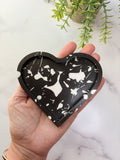 Black & White Splatter Heart Ring Dish