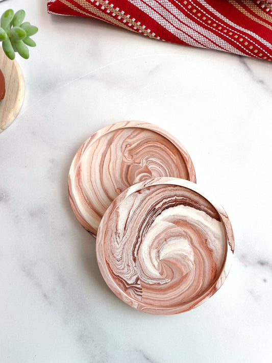 Terracotta Marbled Coasters-Set of 2