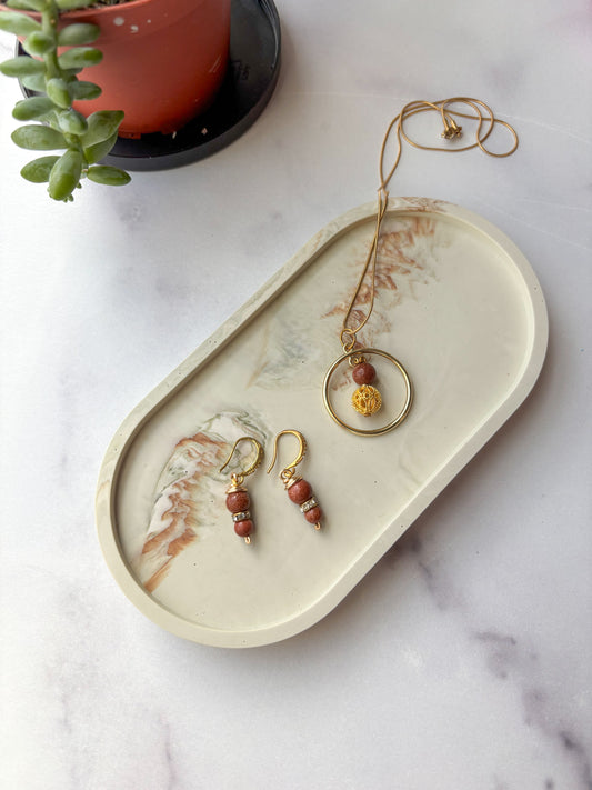 Sage Green Marbled Oval Trinket Tray – Catchall Dish