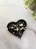 Black & White Splatter Heart Ring Dish