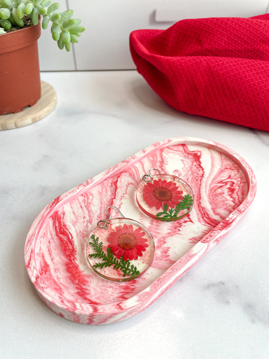Red Marble Oval Trinket Tray – Catchall Dish