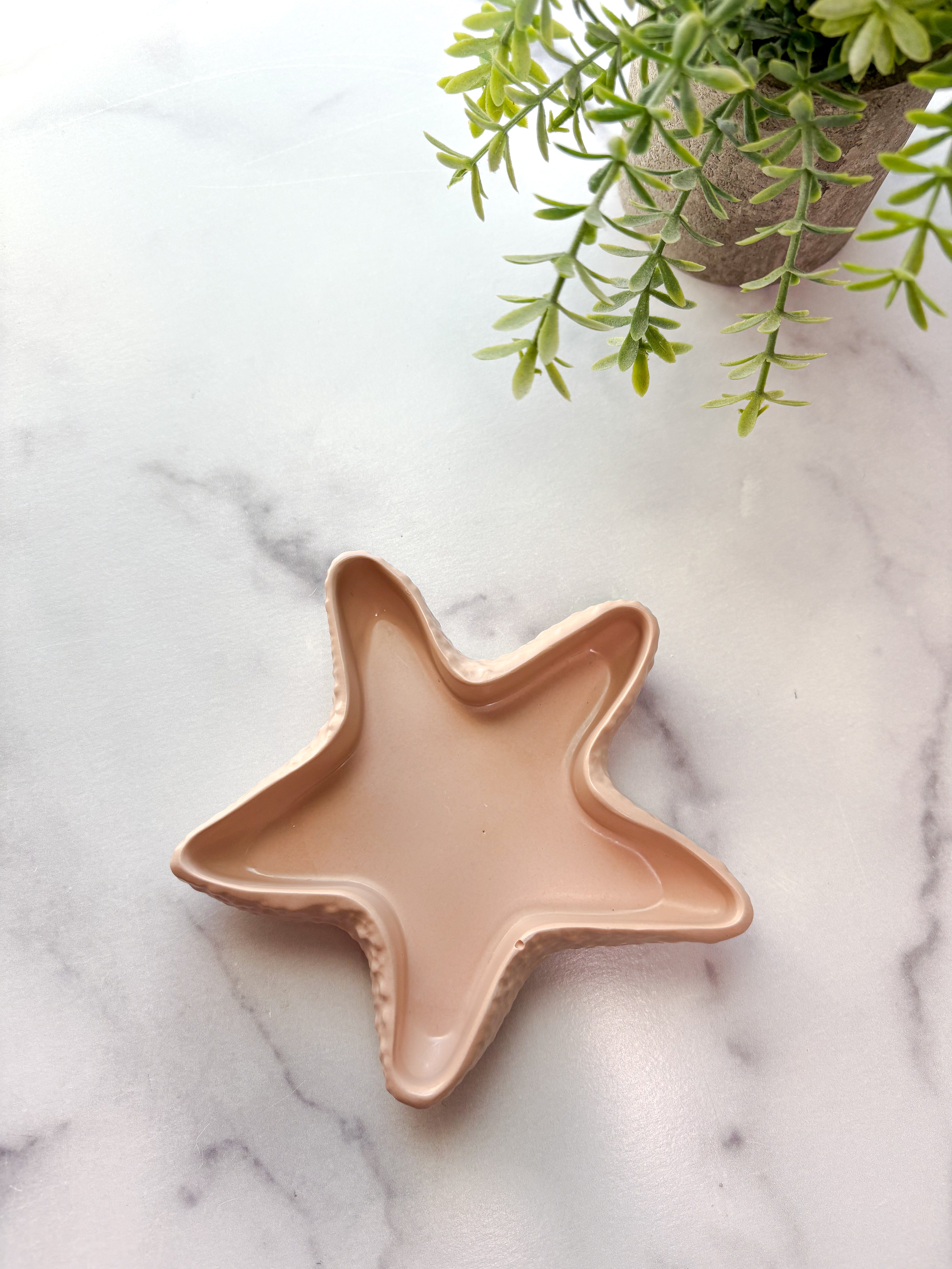 Coastal Blush Peach Starfish Ring Dish