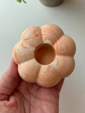 Orange Marbled Pumpkin Candle Holder - Set of 2