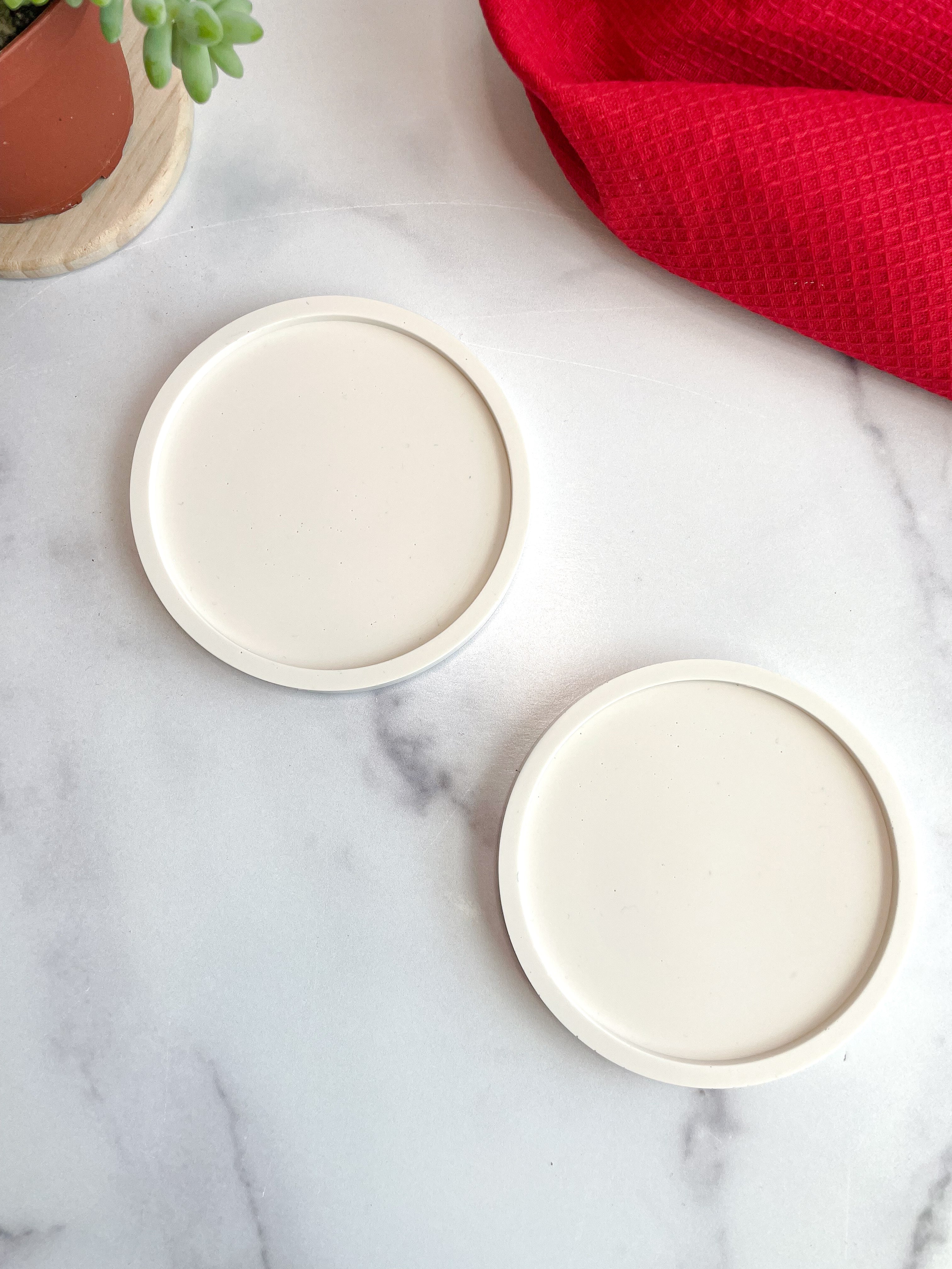 Natural White Stone Coasters (Set of 2)