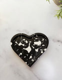 Black & White Splatter Heart Ring Dish