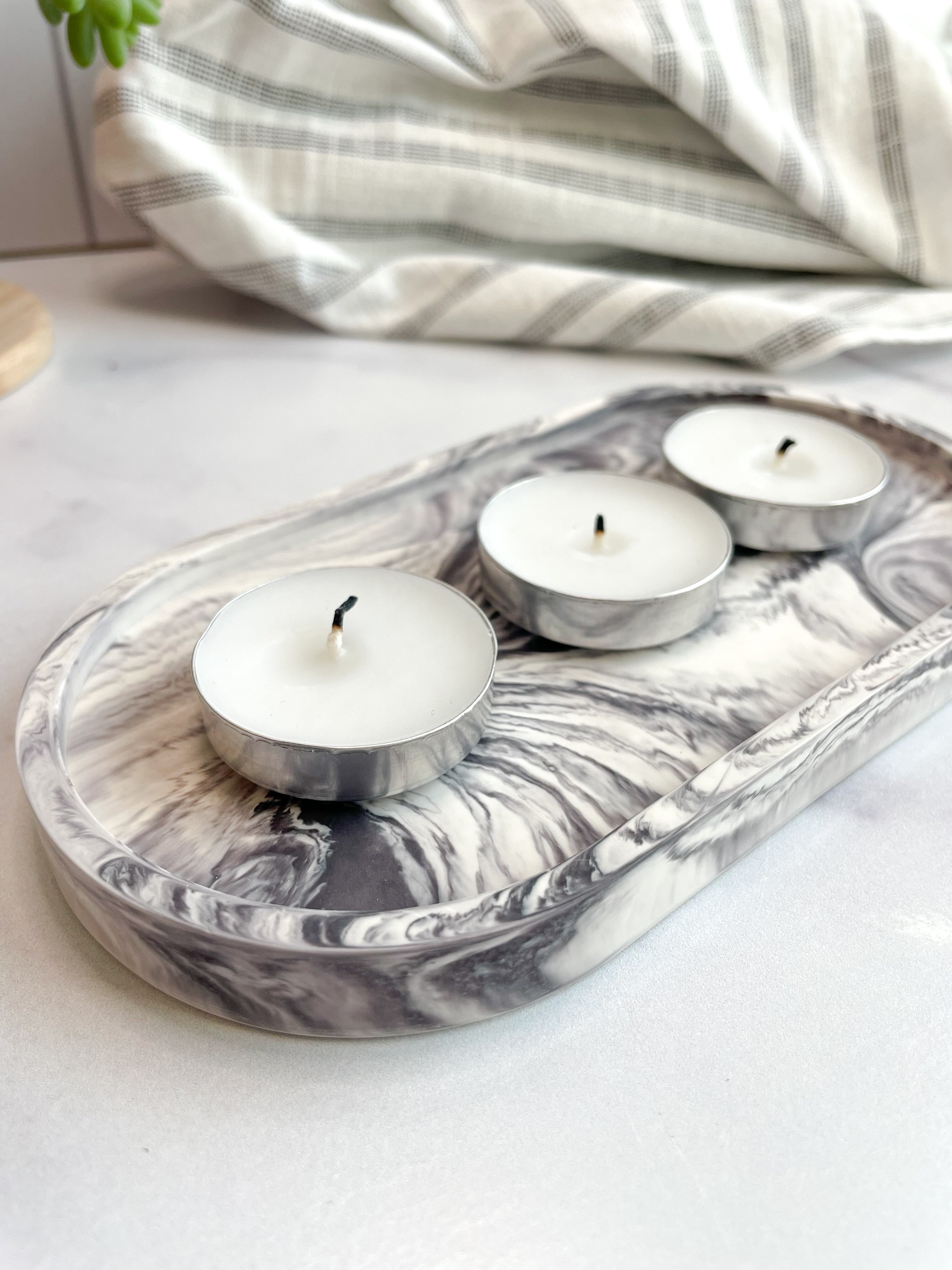 Gray Marble Oval Trinket Tray – Catchall Dish