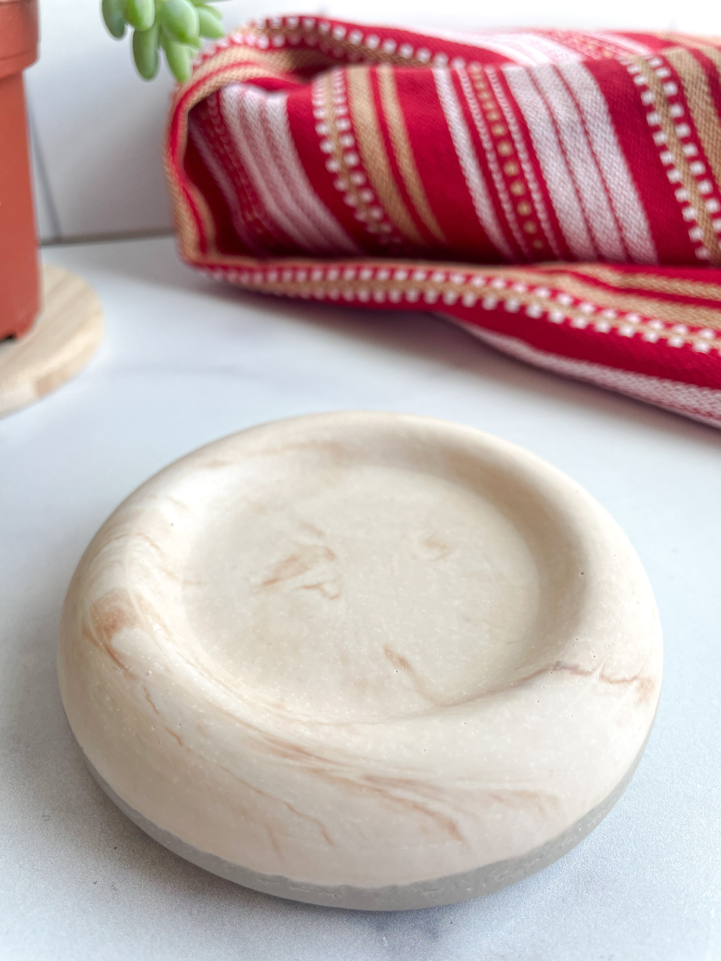 Coffee Marbled Stone Ring Dish