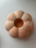 Orange Marbled Pumpkin Candle Holder - Set of 2