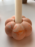 Orange Marbled Pumpkin Candle Holder - Set of 2