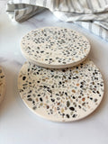 White Large Abalone Terrazzo Coasters – Set of 3