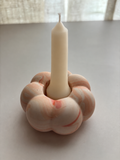 Orange Marbled Pumpkin Candle Holder - Set of 2
