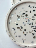White Abalone Terrazzo Coasters – Set of 2
