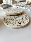 White Large Abalone Terrazzo Coasters – Set of 3