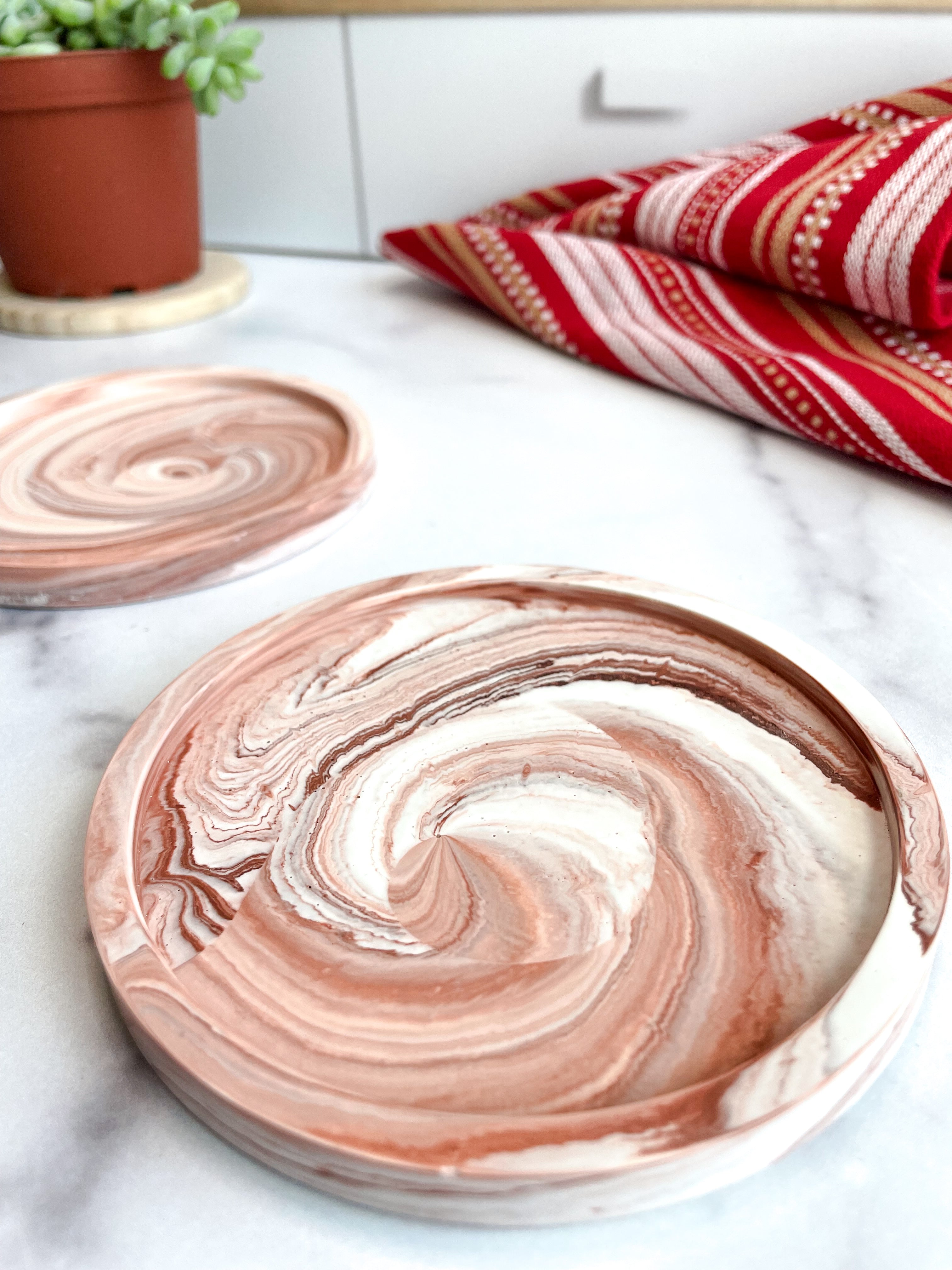 Terracotta Marbled Coasters-Set of 2