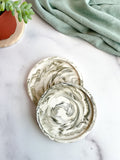 Moss Green Marbled Coasters – Set of 2