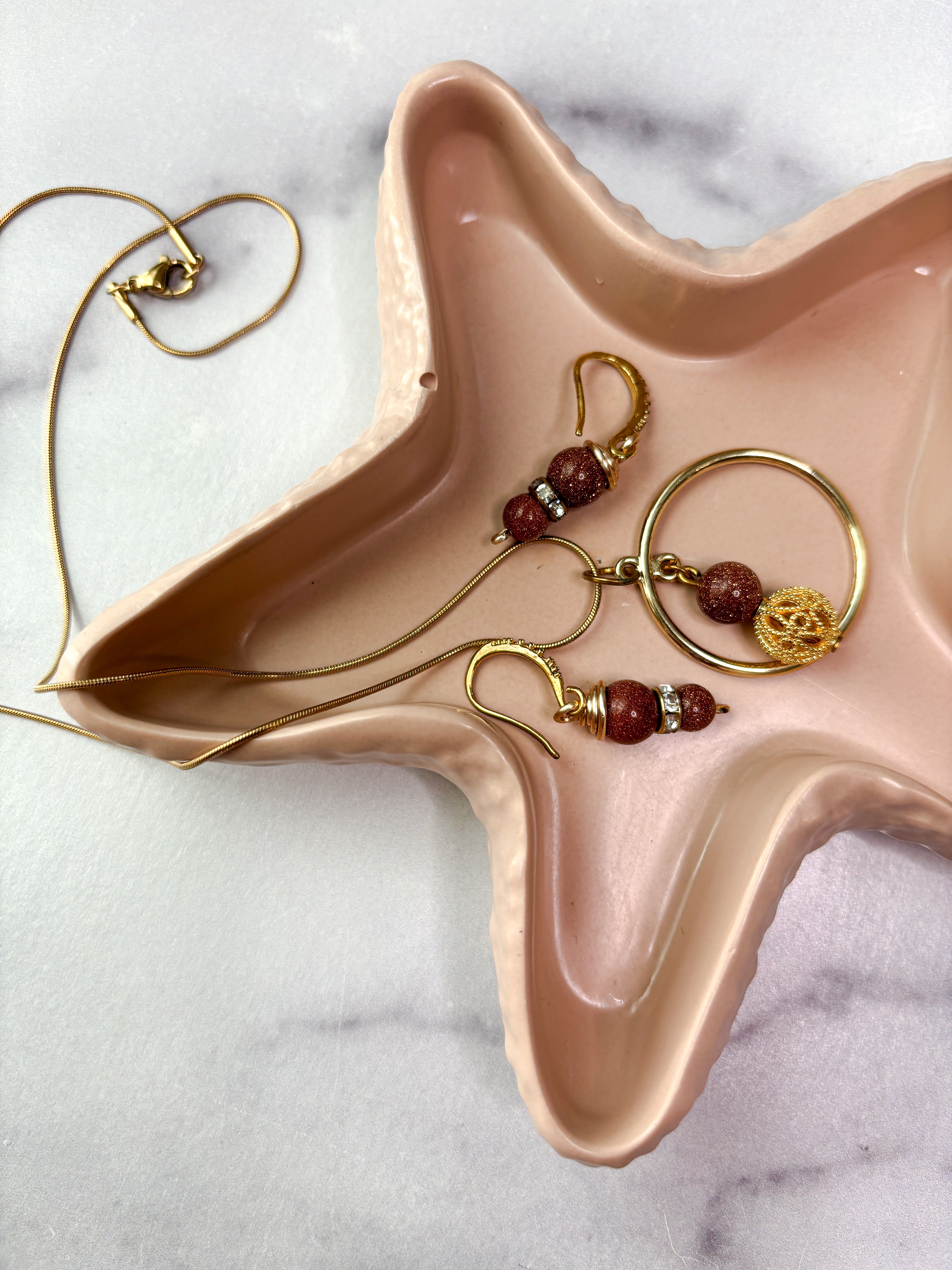 Coastal Blush Peach Starfish Ring Dish