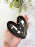 Black & White Splatter Heart Ring Dish