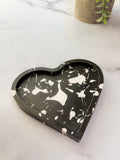Black & White Splatter Heart Ring Dish