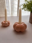 Orange Marbled Pumpkin Candle Holder - Set of 2