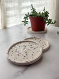 White Abalone Terrazzo Coasters – Set of 2