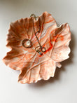 Orange Marbled Leaf Ring Dish