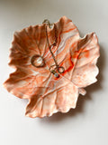Orange Marbled Leaf Ring Dish