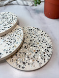 White Large Abalone Terrazzo Coasters – Set of 3
